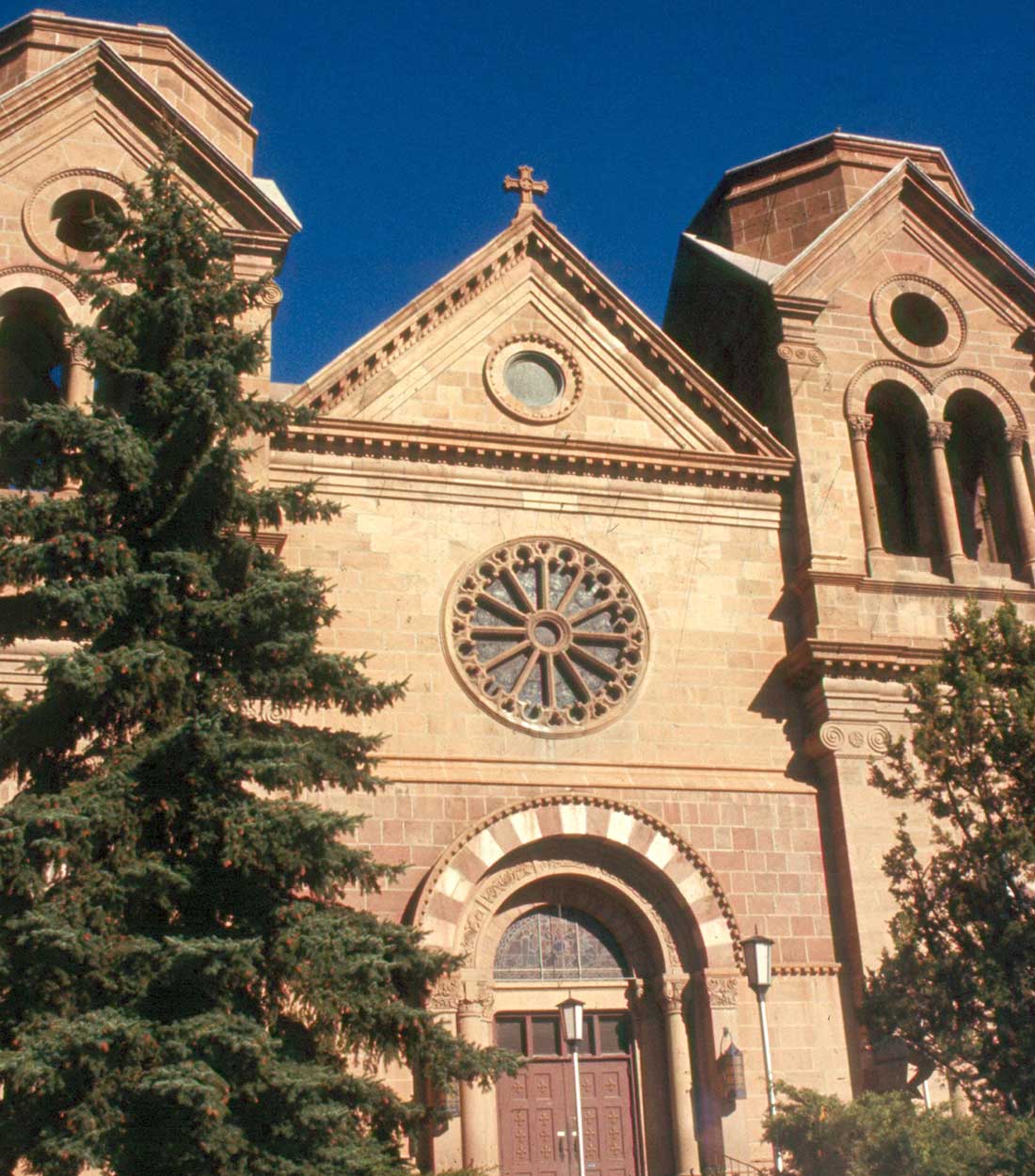 Cathedral with rose window pattern in Santa fe